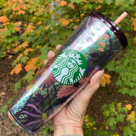 NWT Starbucks Metallic Floral Cold Cup Tumbler Venti 24oz